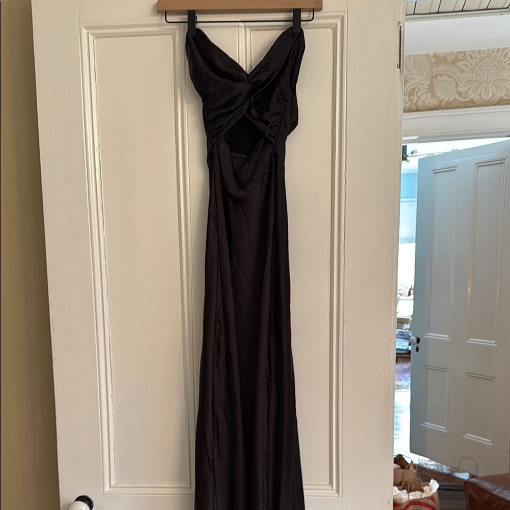 Princess Polly Elegant Black Satin  Dress